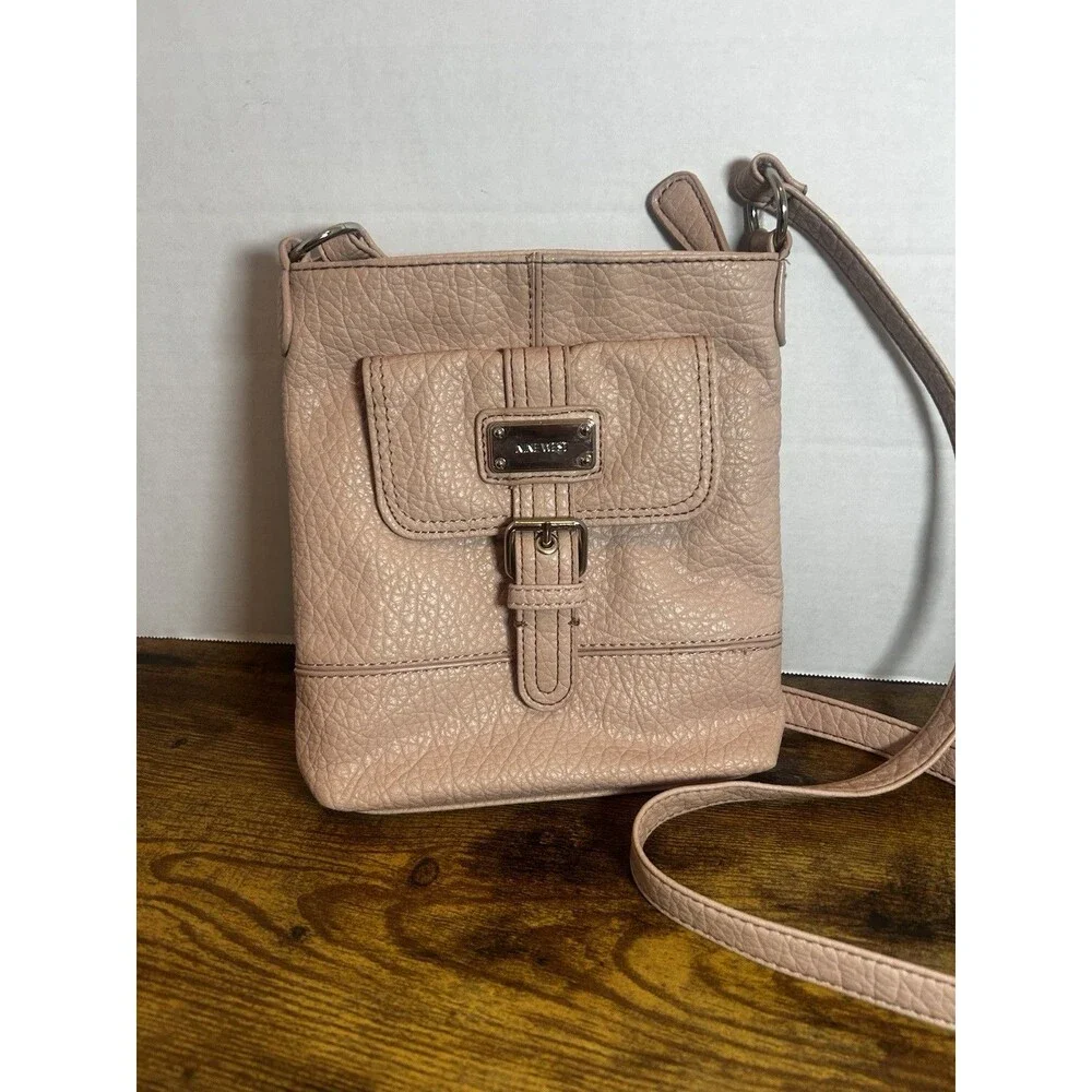Nine West Blush Pink Crossbody Bag Pebbled Faux Leather Adjustable Strap UEC Bag